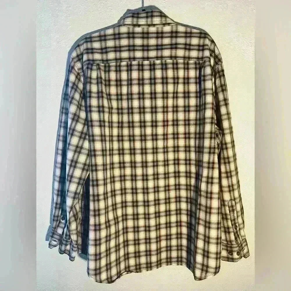 Men’s Carhartt Plaid Button Down Shirt Size 2XL 100% Cotton Brown & Tan - Picture 2 of 5